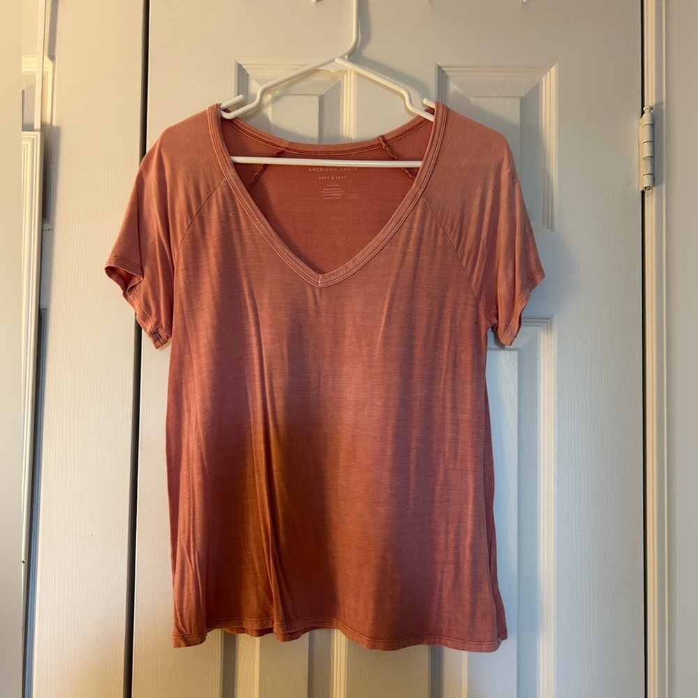 Orange V-neck american eagle tee shirt!